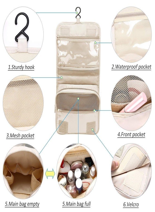 MATSON Salse Multifunctional Hanging Toiletry Bag for Travel Cosmetic Makup Organzier Pouch Waterproof Bathroom Shower Bag for Women and Men (Beige) - Image 3